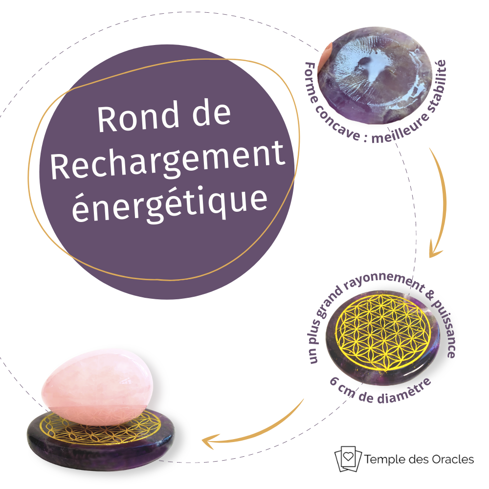 Rond de rechargement énergétique "Fleur de vie en améthyste" - Livraison EXPRESS - Le Temple des Oracles